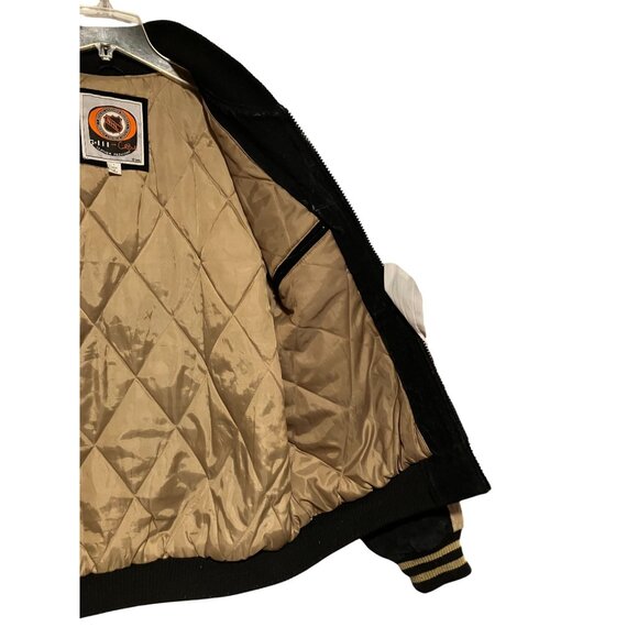 VTG Pittsburgh Penguins Suede Jacket L Bomber Letterman G-III Sports Carl Banks - Picture 9 of 16